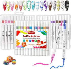 Mva-us3087-01 Marte Vanci Acrylic Paint Pens 24 Colors Dual Tip Multicolor