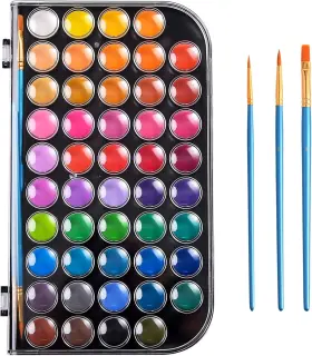 Masllutn 713806423835 Upgraded 48 Colors Washable Watercolor Paint Set With 4 Piece Black4801