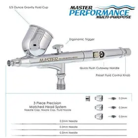 G233 Master Airbrush 046933899281 Pro Set With 3 Nozzle Sets - Dual-action Gravity Feed Cuta #2