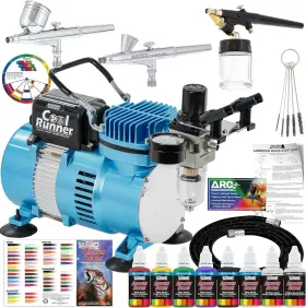 Master Airbrush 445031994998 Cool Runner Ii Air Brush Kit With Compressor Dual Fan 3