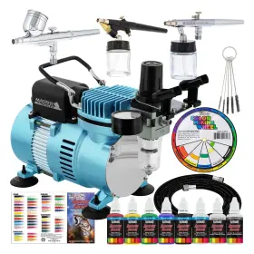 Master Airbrush 689258791580 Cool Runner Ii Dual Fan System With Acrylic Paints 3 Airbrushes Gu