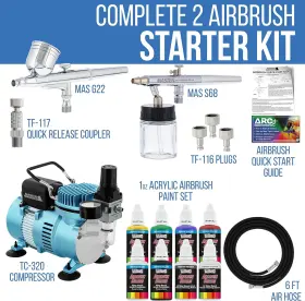 Master Airbrush 689852219862 Cool Runner Ii Dual Fan Air Compressor Airbrushing System Kit 2 #2