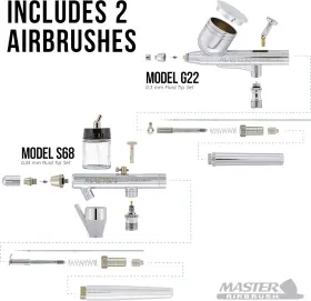 Master Airbrush 689852219862 Cool Runner Ii Dual Fan Air Compressor Airbrushing System Kit 2 #3