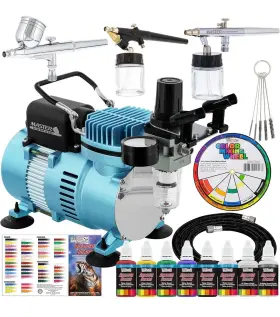 Master Airbrush 711181986525 Cool Runner Ii Dual Fan System With Acrylic Paints 3 Airbrushes Guide