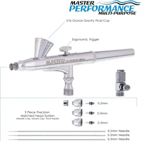 G255 Master Airbrush 744110852622 Performance Pro Set With 3 Nozzle Sets 0.2 0.3 And #2