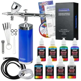 Master Airbrush 840234514429 Powerful Cordless Handheld Acrylic Paint Airbrushing System With 6 Primary Op