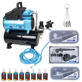 Master Airbrush 840234531105 Airbrushing System Kit With Super Cool Runner Air Compressor Storage Tank