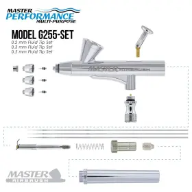 G255 Master Airbrush 844825072077 Performance Pro Set With 3 Nozzle Sets 0.2 0.3 And #3