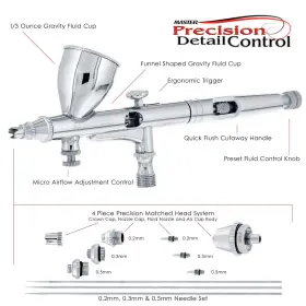 Master Airbrush 844825072213 G444-set High Precision Detail Control Dual-action Gravity Fe #2