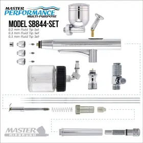 Sb844 Master Airbrush 844825072411 Pro Set Dual-action Side Bowl Feed With 3 Nozz #3