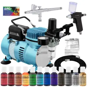 Master Airbrush 844825080010 Super Deluxe Cake Decorating Kit 12 Food Colors And Compressor