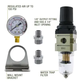 Master Airbrush 844825084926 Heavy Duty Premium - True Diaphragm Mini Regulator With Gauge And Water Trap #2