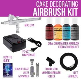 Master Airbrush 844925020695 Cake Decorating Airbrushing System Kit With A Set Of 4 Chefmaster Food Colors #2