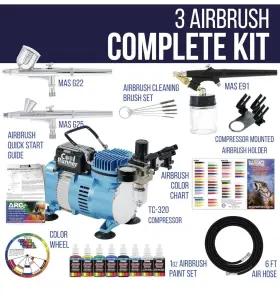 Master Airbrush 844998000594 Cool Runner Ii Dual Fan Air Compressor Professional Airbrushing