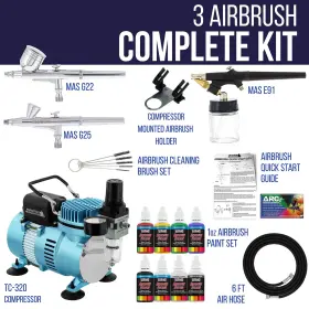 Master Airbrush 848849073157 Cool Runner Ii Dual Fan Air Compressor Airbrushing System Kit Wi #2