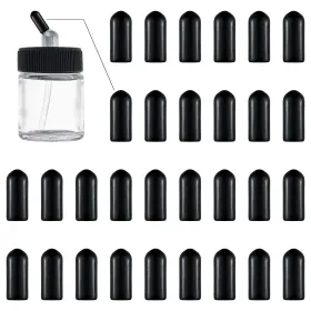Master Airbrush 848849085273 Siphon Bottle Jar Adapter Cap Covers Pack Of 36 - Black Plastic Plugs Prev