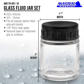 Tb-001 Master Airbrush 848849088700 Pack Of 10 Empty 3/4 Ounce 22cc Glass Jar Bottles W #2