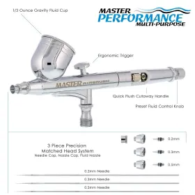 G233 Master Airbrush 885675132863 Pro Set With 3 Nozzle Sets - Dual-action Gravity Feed Ai #2