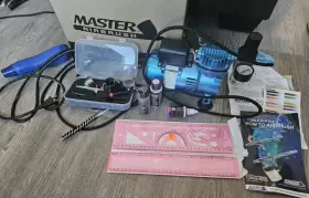Master Airbrush Kit-3air-20 Cool Runner Ii Dual Fan Air Compressor And Airbrushing System