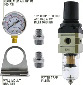 Tfr-3000 Master Airbrush Heavy Duty Premium - True Diaphragm Mini Regulator With Gauge An #2