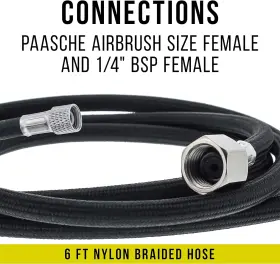 Th-023 Master Airbrush 6ftbraided Air Hose With Paasche And 1/4 Fitting Ends Regulator Compressor #2