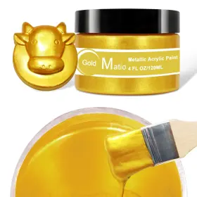 2024053001 Matio Acrylic Paint Metallic Gold 120ml Pearlescent Effect
