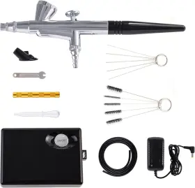Mdbttools 747892824771 Airbrush Kit With Compressor 25 Psi 0.3mm Nozzle For Nails Art Cakes Painting