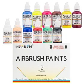 Phbxyl-12 Meeden Airbrush Paint Kit 12 Colors/30ml Acrylic Paints Set Ready