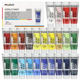Pta-1058-d Meeden Heavy Body Acrylic Paint - Basic Satin Finish 24 X 60ml Set Colors