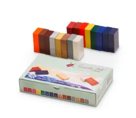 Mercurius 99535130 Encaustic Art Enrichment Wax Block Set - 16 Blue Gold Grey Silver