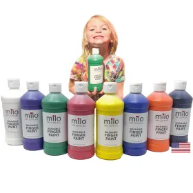 Milo B0bztclf9h Kids Washable Finger Paint Set Of 8 Colors 16 Oz Bottles Safe And