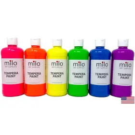 Ml4003 Milo Fluorescent Neon Washable Tempera Paint 16 1 Fl Oz Pack Of 8 Varios