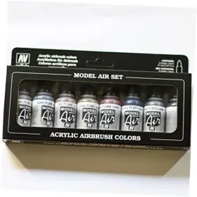 Vj71178 Mmd Holdings Llc Acrylicos Metallic Colors Model Air Paint Set 1/2 Fl. Oz. Bottles 8