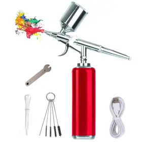 Ymc10-red Monordeng Airbrush Kit With Compressor Cordless Trigger Type Air Brush Painting Set M