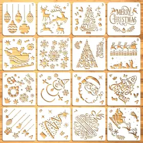 Mrxhb050 Moruska 16 Pcs Christmas Stencils Drawing Templates For Painting On Wood Cook