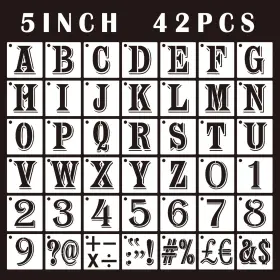 Mossdecals005a Mossdecal 5 Inch Letter Stencils Symbol Numbers Craft 42 Pcs Alphabet Art Cra