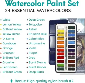 Mozart Supplies 646437675291 25 Piece Set Watercolor Paint Essential - 24 Vibrant Colors #2