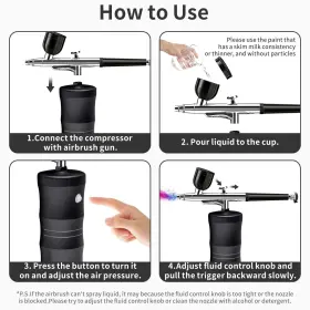 Muweiqi 752815458513 Air Brush Kit With Compressor Durable Cordless Airbrush 0.3mm Nozzle Na #2