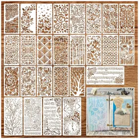 Myjmn My250227crafts26 Stencils For Crafts Reusable Texture Branches Background Stencil Vintage Laye