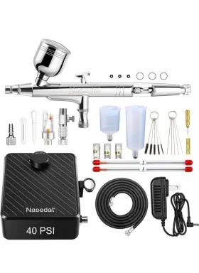 Nt-99b Nasedal #617. Dual-action Air Compressor Kit Airbrush Paint Spray Gun