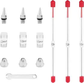 Nct-nns235k Neoeco 10 Pcs Replacement Parts Kit With 0.2/0.3/0.5 Mm Airbrush Nozzle