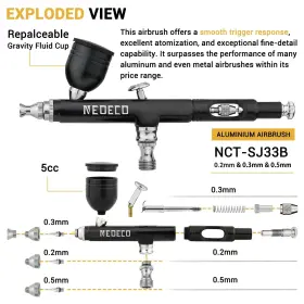 Nct-sj33b500k-s1 Neoeco 30psi Dual-action Multi-function Airbrush Set Noise-reducing Compressor #3