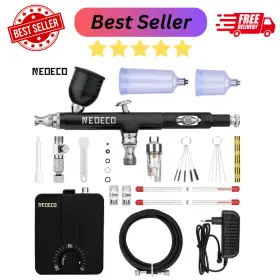 Nct-sj33b500k-s1 Neoeco 30psi Dual-action Multi-function Airbrush Set Noise-reducing Compressor