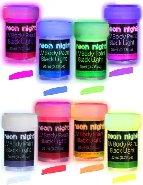 Neon Nights 4260319230437 Uv Body Paint Set Blacklight 0.7 Fl Oz Pack Of 8 Multicolor
