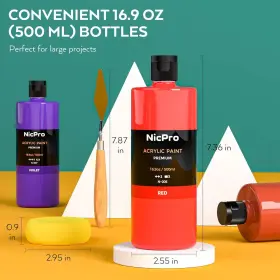 Mg-173 Nicpro 14 Colors Large Bulk Acrylic 14.79 Fl Oz Pack Of 16 500ml #3