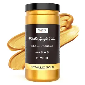 Mg-849 Nicpro Acrylic Paint Metallic Gold 33.8 Fl Oz Pack Of 1