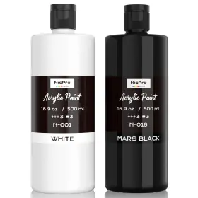 Mg1175 Nicpro White And Black Large Acrylic 16.9 Fl Oz Pack Of 2 &
