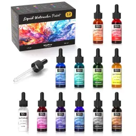 Nicpro Mg1242 12 Colors Liquid Watercolor Paint Set 1 Fl Oz Pack Of