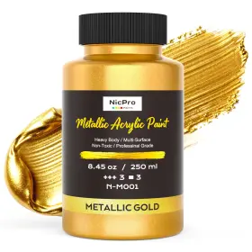 Mg1250 Nicpro Metallic Gold Acrylic Paint 8.45 Fl Oz Pack Of 1 Gold-small