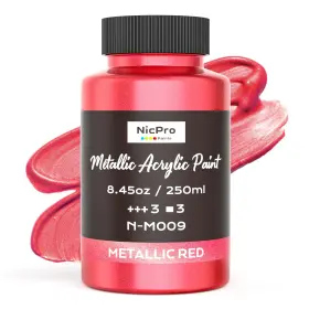 Mg1286 Nicpro Metallic Red Acrylic Paint 8.45 Fl Oz Pack Of 1